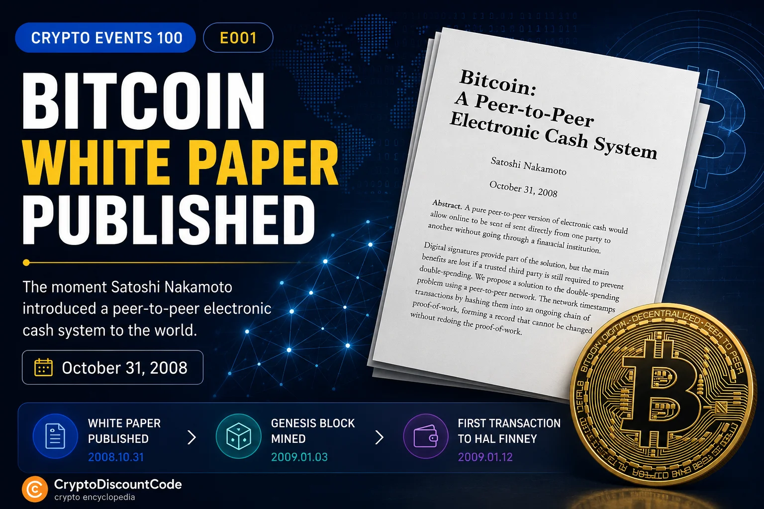 Bitcoin white paper published event illustration